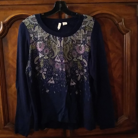 Moth Tops - Moth Snapshot pullover silk print front, Medium